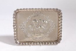 An Edward VII silver dressing table tray, Birmingham 1904, maker Henry Matthews, with embossed