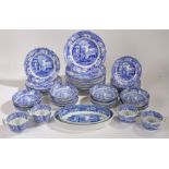 A Spode 'Italian' patterned dinner and tea ware, comprising sixteen dinner plates, seven dessert