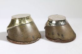 A Victorian silver mounted horse hoof pot, Birmingham 1898, maker P & S, the hinged lid engraved "