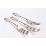 A pair of Victorian silver table forks, London 1844, maker John & Henry Lias, with fiddle pattern