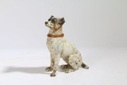 A cold painted bronze Jack Russell terrier, modelled in a seated position, 14.5cm high