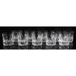 A set of ten glass tumblers, the oval slice cut bodies above heavy start cut bases (10)