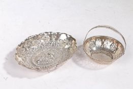 A Victorian silver dish, London 1893, maker William Comyns, of oval form with embossed foliate