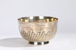 A Victorian silver pedestal bowl, London 1882, maker Marting Goldstein, the swept gadrooned body