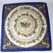 A Hermes silk scarf, 'La Promenade De Longchamps', 84cm square AUCTIONET