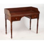 A Victorian mahogany dressing table, with three-quarter galleried back above two frieze drawers