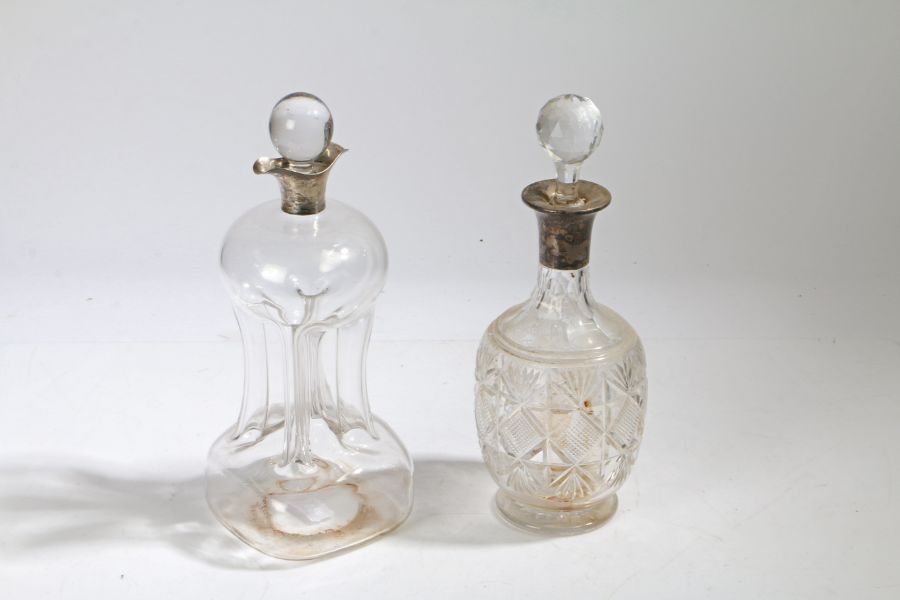 A George V silver mounted clear glass decanter, Birmingham 1909, maker Alexander Clark & Co. Ltd.