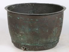 A large copper copper, with rivetted exterior, 75cm diameter, 46cm high