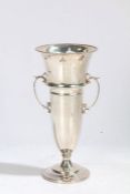 A George V silver vase, Birmingham 1910, makers mark rubbed, the flared gadrooned rim above a