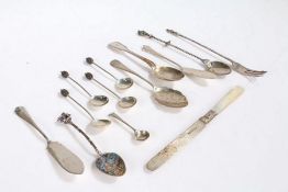 Silver flatware, various dates and makers, to include four coffee spoons with coffee bean form