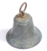 **TO BE TAKEN TO STOWMARKET 19/07/23** A World War II brass bell, the loop finial above shoulder