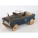 A mid 20th Century steel bodied Triang police pedal car, the body with "Flying Squad" livery, 98cm