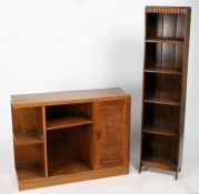 An oak bookcase cabinet by Good Furniture Units Ltd. with cupboard, two central adjustable shelves