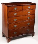 A 19th Century mahogany chest of two short and four long drawers, the beaded handles with beaded and
