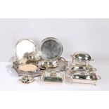 A Collection of silver plated ware, to include a substantial twin handled tray with presentation