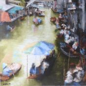 Boonchai Wedmakhawand (Contemporary) "Floating Market" signed and dated '09 (lower left), oil on