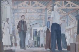 Rod Warbrick (British, b.1933) 'St John's Market, Liverpool, circa 1954' gouache 34 x 49cm (13.5"