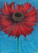 Kelly Jane (British, b.1956) Red Flower signed (lower right), pastel 37 x 27cm (14.5" x 10.5")