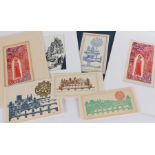 Hungarian School (20th Century) Assorted Subjects indistinctly signed, group of seven lithographs