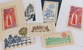 Hungarian School (20th Century) Assorted Subjects indistinctly signed, group of seven lithographs