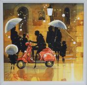 Peter J Rodgers (British, Contemporary) 'The New Vespa' signed (lower left), watercolour 30 x