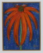 Kelly Jane (British, b.1956) Orange Flower signed (lower right), pastel 24 x 18cm (9.5" x 7")