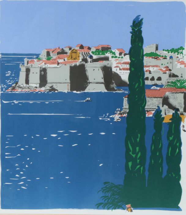 After Paul Hogarth (1917-2001) Dubrovic Restituta lithograph printed by Curwen Press 47 x 41cm (18.