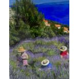 Jean Chapman (British, 20th Century) 'Lavender Picking, Island Hvar, Croatia' signed (lower