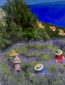Jean Chapman (British, 20th Century) 'Lavender Picking, Island Hvar, Croatia' signed (lower