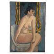 Henry Dauberville (French, 1907-1968) Female Nude by a Mirror signed and dated Nice 1944 (lower