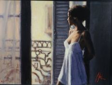 Fabian Perez (Argentinian, Born 1967) 'Balcony at Buenos Aires X' signed and numbered 46/150, giclee