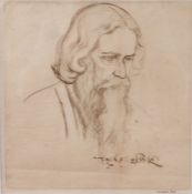 Mukul Dey Indian Artist Etching Rabindranath Tagore c1920’s