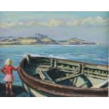 Stephen Crowther, ARCA, RBA, (British, 1922-2007) 'Bamburgh Castle from Seahouses' signed and