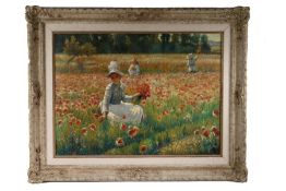 Studio of Miguel Canals - After Vonnoh (Spanish, 1925-1995) "Picking Poppies" bears signature Vonnoh