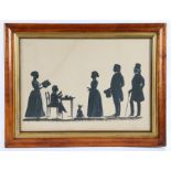 English School (19th Century) "Sir Francis and Lady Egerton and Family 1850" silhouette