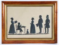 English School (19th Century) "Sir Francis and Lady Egerton and Family 1850" silhouette