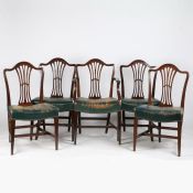 A set of Ten 19th century Hepplewhite dining chairs, to include two carvers and eight singles,