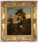 Dutch School (18th Century) Cattle and Sheep in Landscape oil on canvas 52 x 45cm (20.5" x 18")