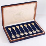 Cased set of seven silver and silver gilt teaspoons of 'The Kings and Queens of Europe', Sheffield