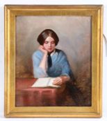 E.P (British, 19th Century) Portrait of Annie Gambart initialed and dated 1852 (lower left), oil