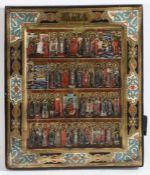 19th Century Russian Icon Calendar of Saints and Festivals panel, 30 x 25cm (12" x 10")
