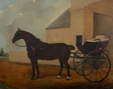 Attributed to Albert Clark (British, 1843-1892) Horse and Carriage oil on canvas 50 x 64cm (20" X