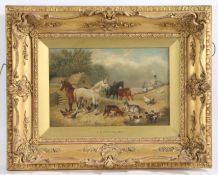 Circle of John Frederick Herring Snr (British, 1795-1865) Farmyard Scenes both bearing signatures,