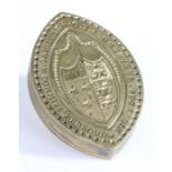 A brass ecclesiastical seal matrix, English, circa 1783-1809, of mandorla form, the reverse struck