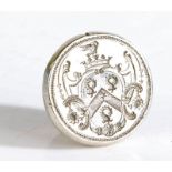 A silver seal matrix, makers mark WC, probably London, mid 18th Century, with reeded collar, the
