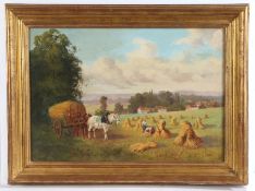A Burgoin (French, 20th Century) "Harvest scene" Oil on canvas, signed (lower right) 38 x 56cm (
