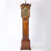 A 19th century mahogany cased grandmother clock after Webster of London, having a swan neck pediment