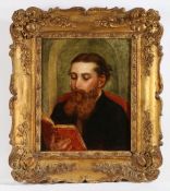 English School (19th Century) Bearded Man Reading a Book oil on canvas 36 x 29cm (14" x 11.5")