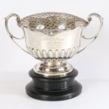 A George V Silver Rose Bowl, hallmarked for Sheffield 1916,  double scroll handles, half fluted