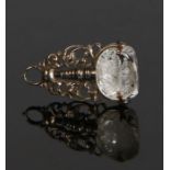 A white metal and rock crystal triple swivel seal, English, early to mid 18th Century. The